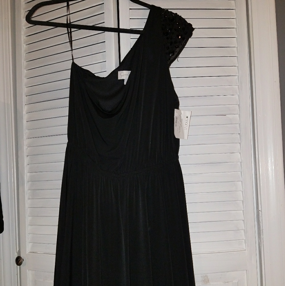 Jessica Simpson black one shoulder dress (sequins)